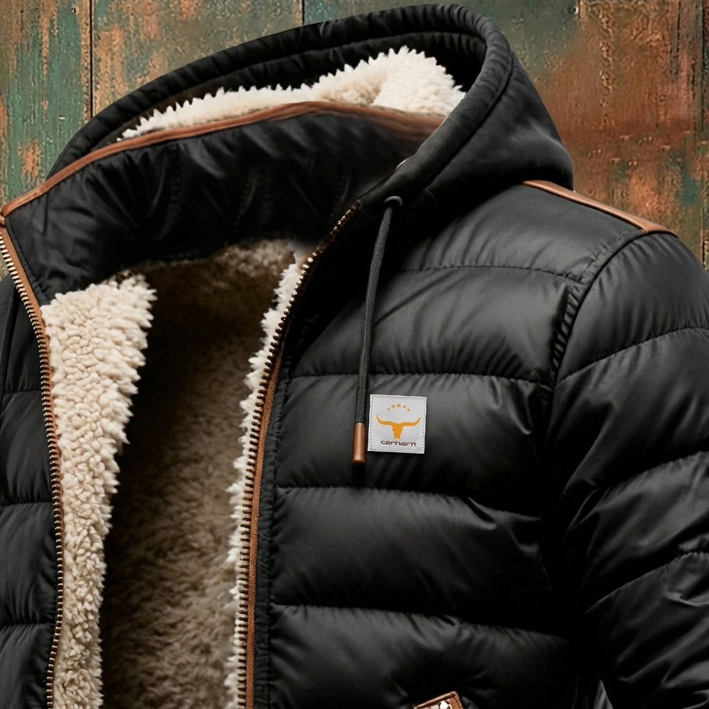 Men's Quilted Hooded Full-Zip Winter Coat