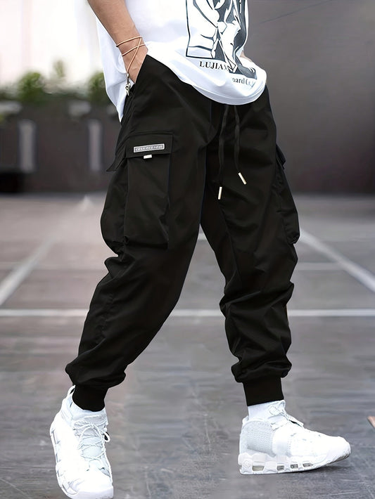 Men's Relaxed-Fit Drawstring Cuffed Cargo Jogger Pants