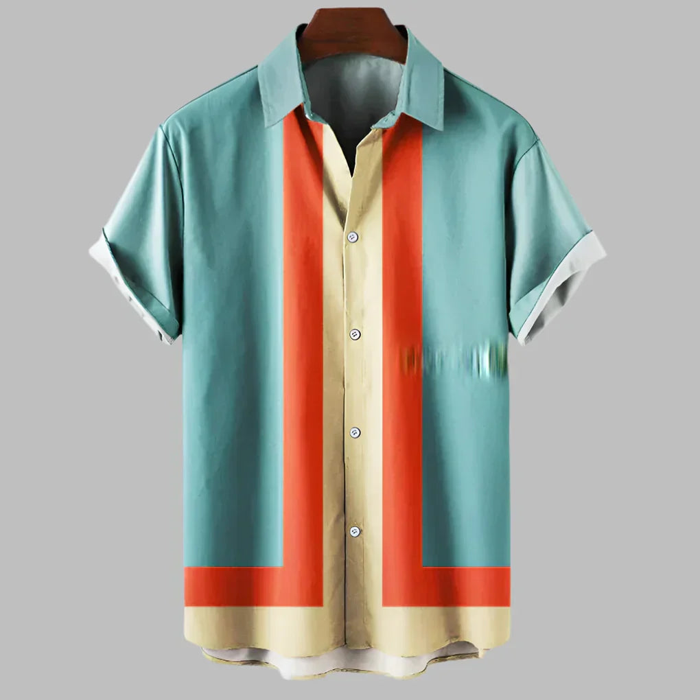 Men's Retro Loose-Fit Short-Sleeve Shirt