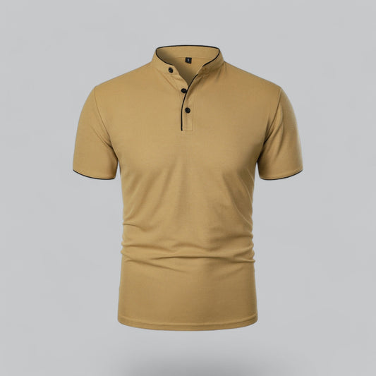 Men's Short-Sleeve Mandarin Collar Polo Shirt