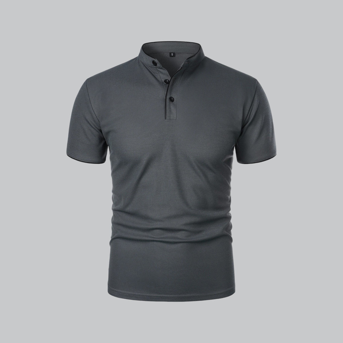 Men's Short-Sleeve Mandarin Collar Polo Shirt