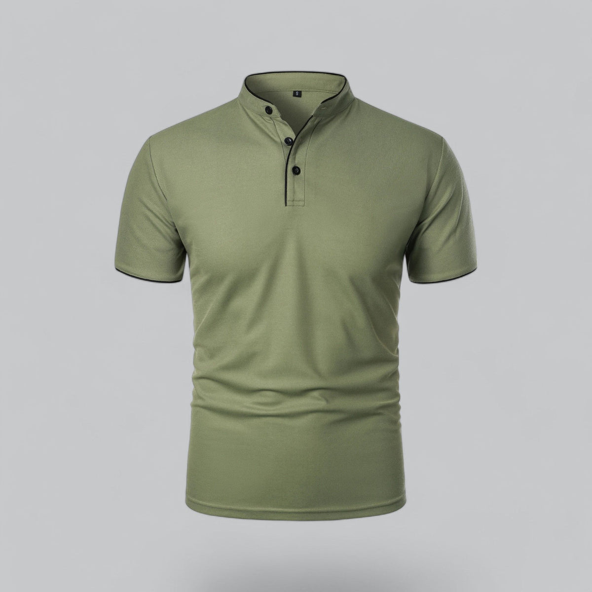 Men's Short-Sleeve Mandarin Collar Polo Shirt