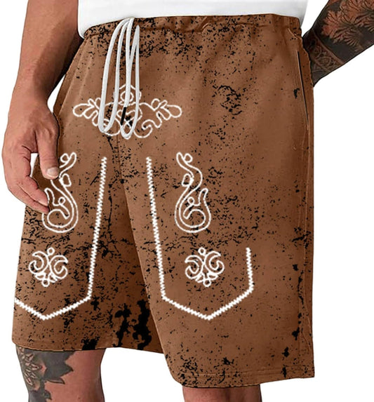 Men's Shorts with Distressed Look and Oktoberfest Print