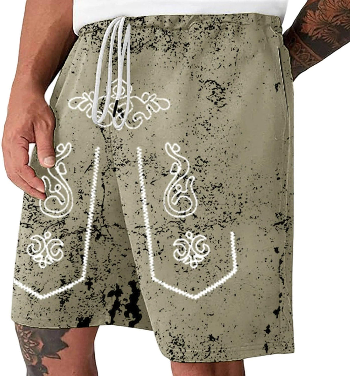 Men's Shorts with Distressed Look and Oktoberfest Print