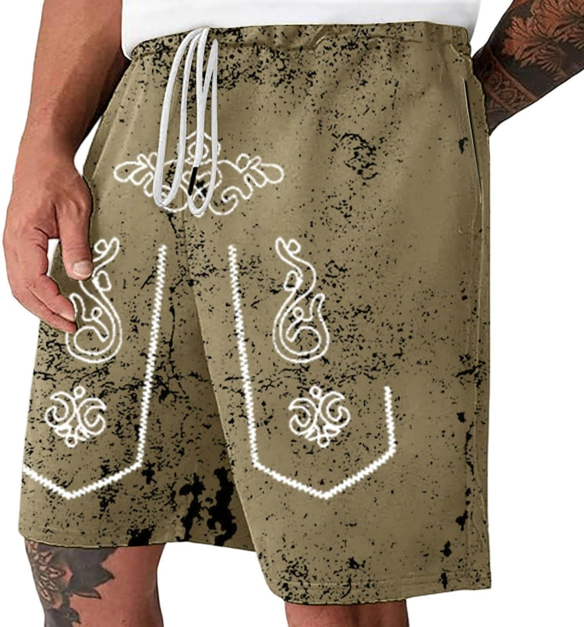 Men's Shorts with Distressed Look and Oktoberfest Print