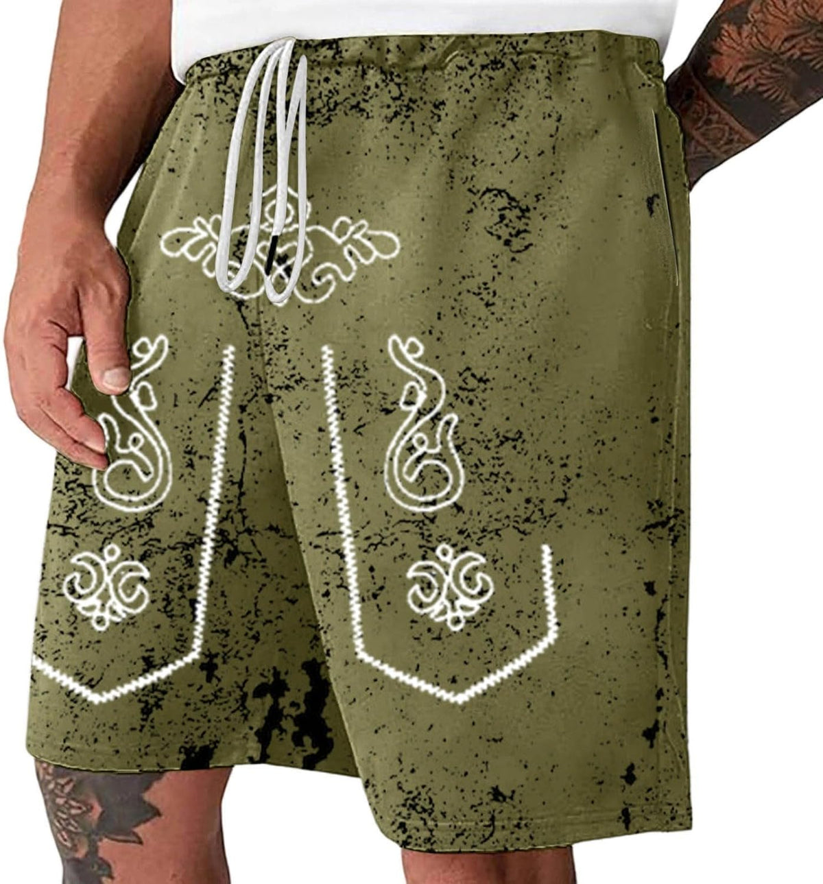 Men's Shorts with Distressed Look and Oktoberfest Print
