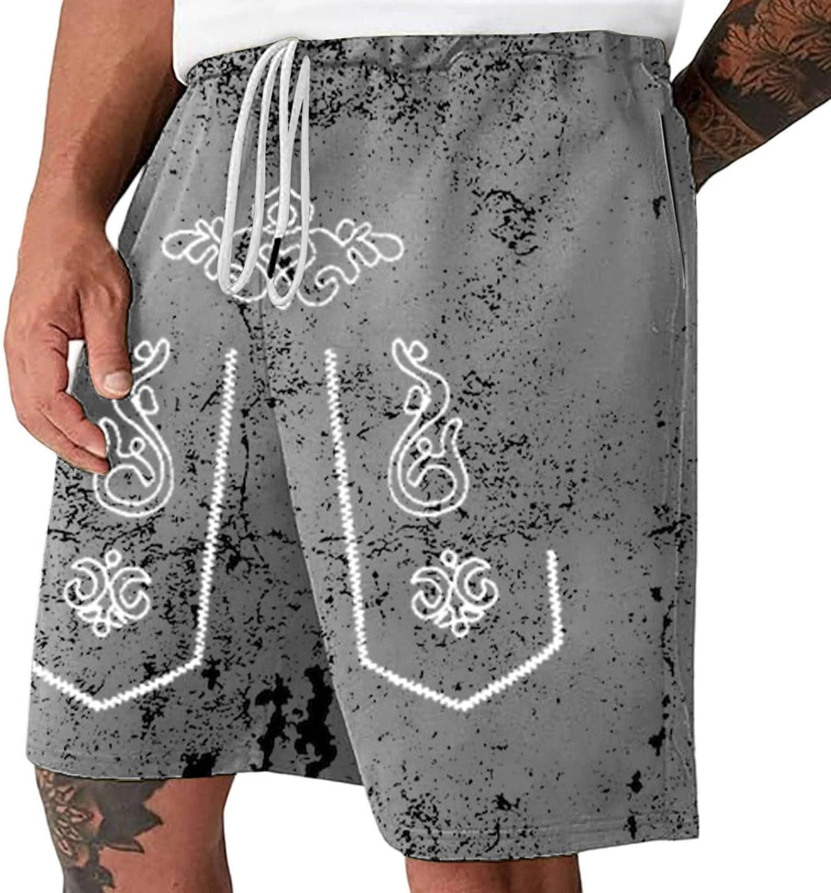 Men's Shorts with Distressed Look and Oktoberfest Print
