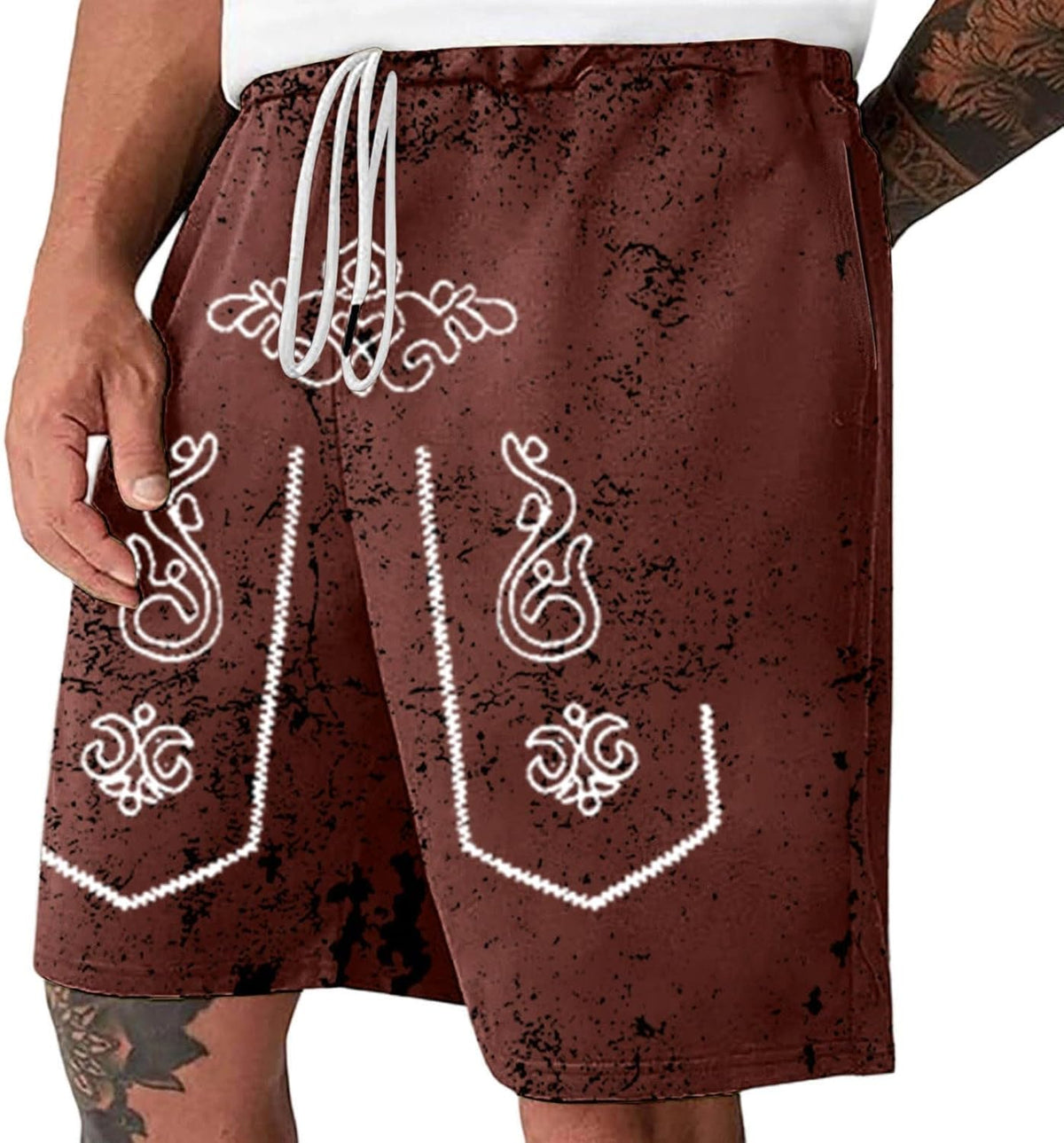 Men's Shorts with Distressed Look and Oktoberfest Print