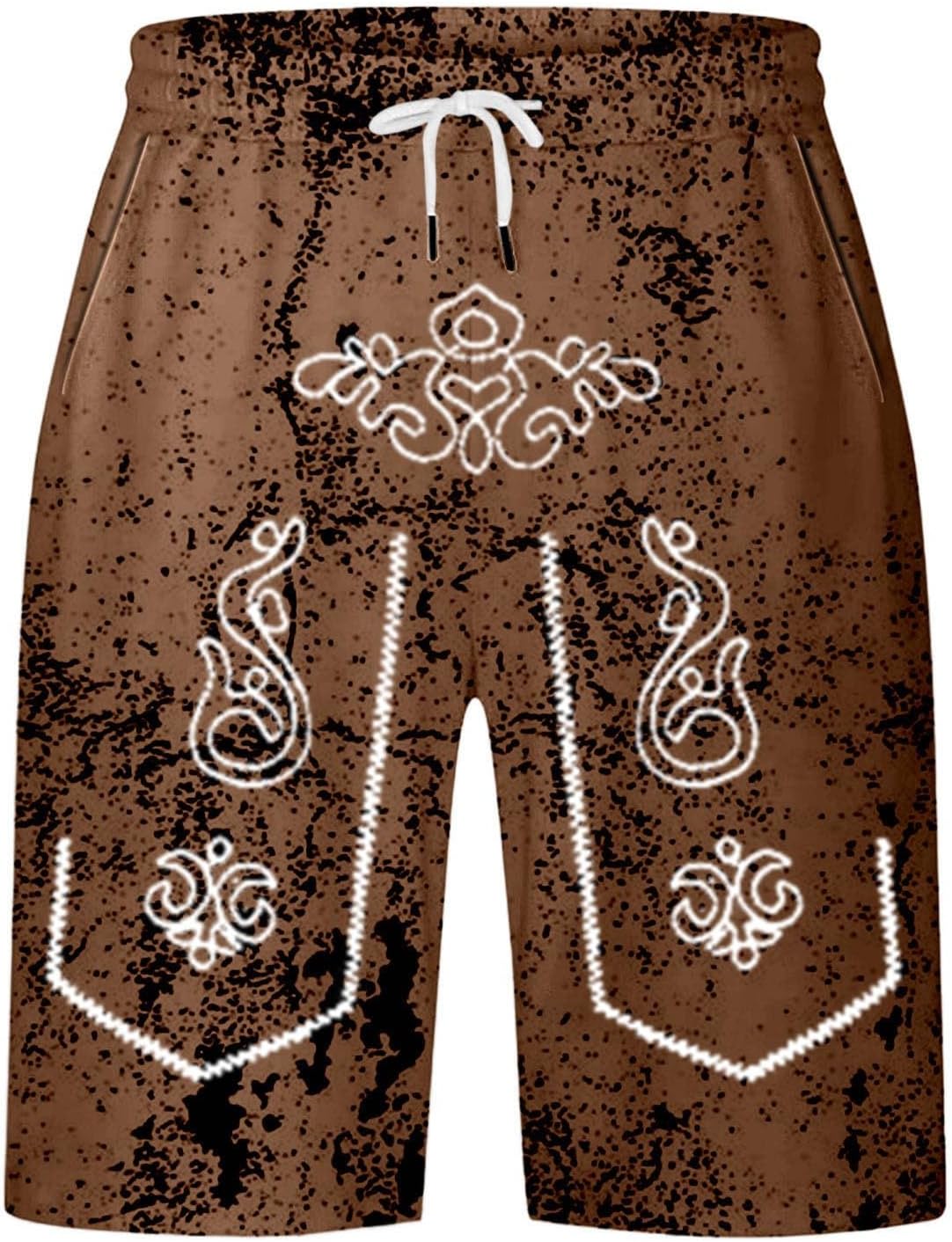 Men's Shorts with Distressed Look and Oktoberfest Print