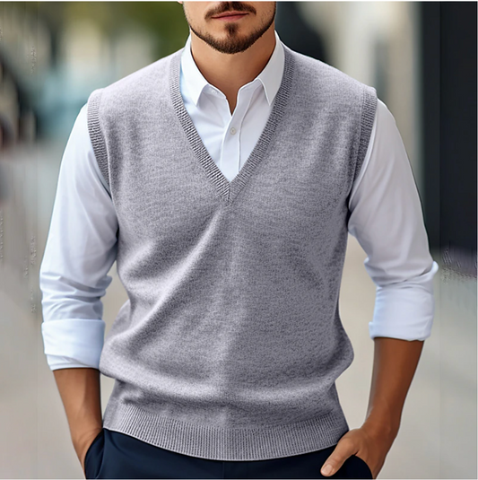 Men's Sleeveless V-Neck Sweater Vest | Spring and Autumn Men's Fashion