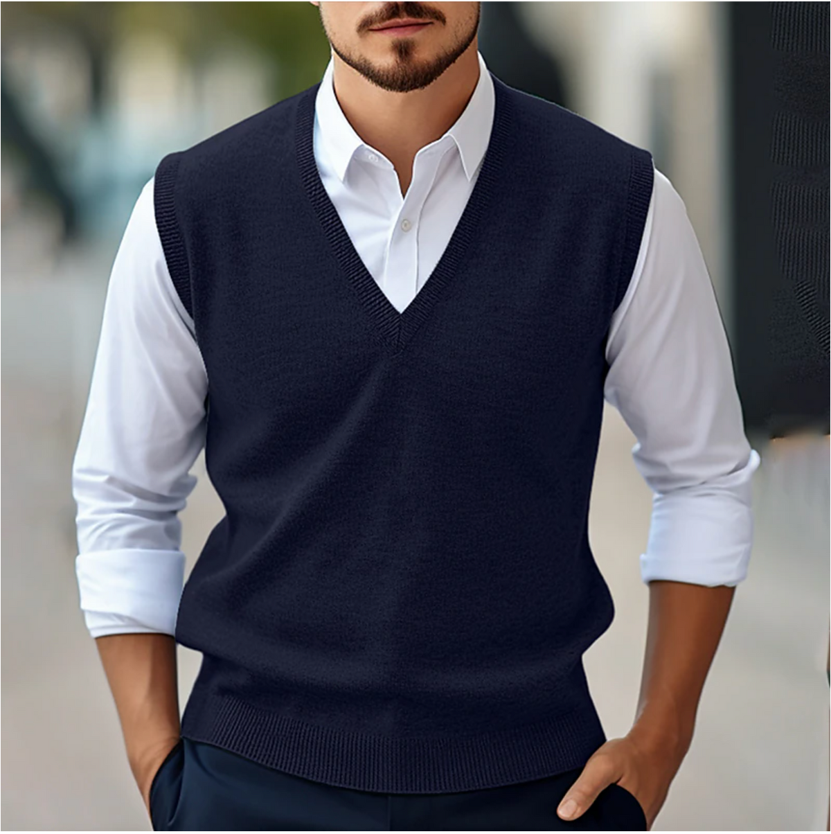 Men's Sleeveless V-Neck Sweater Vest | Spring and Autumn Men's Fashion