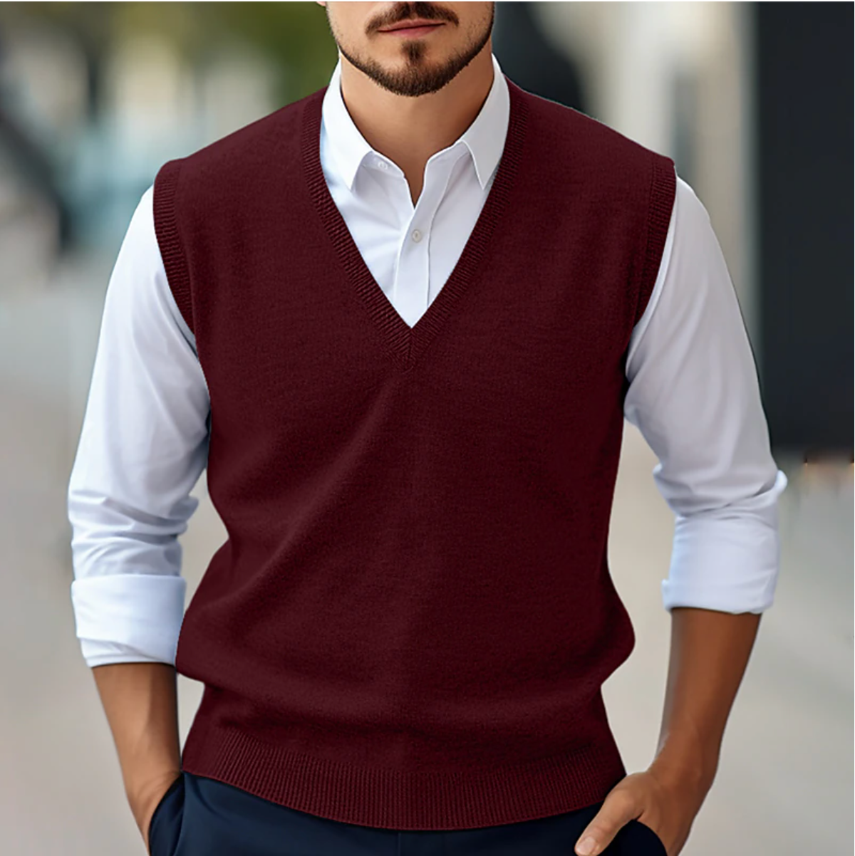 Men's Sleeveless V-Neck Sweater Vest | Spring and Autumn Men's Fashion