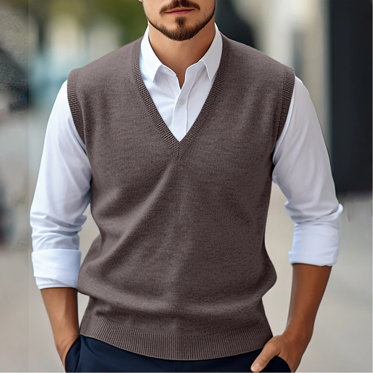 Men's Sleeveless V-Neck Sweater Vest | Spring and Autumn Men's Fashion