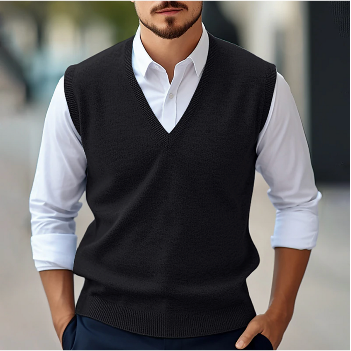 Men's Sleeveless V-Neck Sweater Vest | Spring and Autumn Men's Fashion