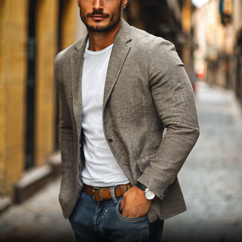 Men's Slim Fit Lightweight Lapel Blazer for Autumn