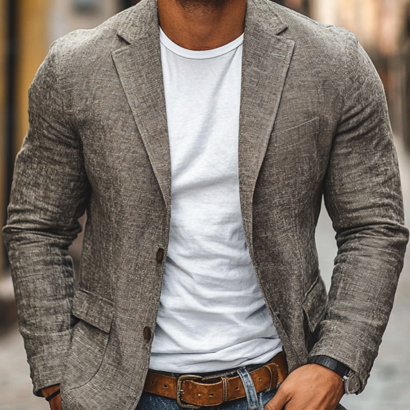Men's Slim Fit Lightweight Lapel Blazer for Autumn
