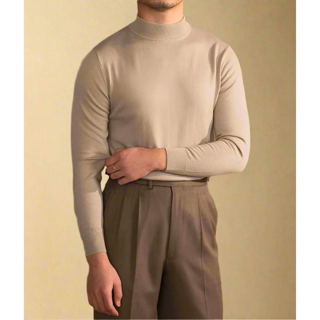 Men's Slim Fit Mock Neck Pullover Sweater