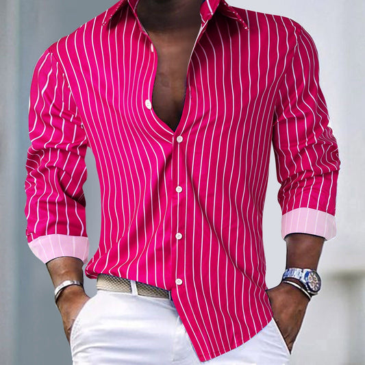 Men's Slim-Fit Shirt with Modern Stripe Pattern