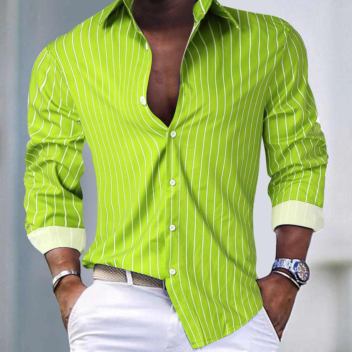 Men's Slim-Fit Shirt with Modern Stripe Pattern