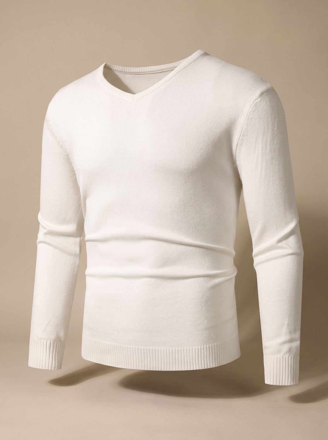 Men's Slim-Fit V-Neck Fine-Knit Stretch Sweater