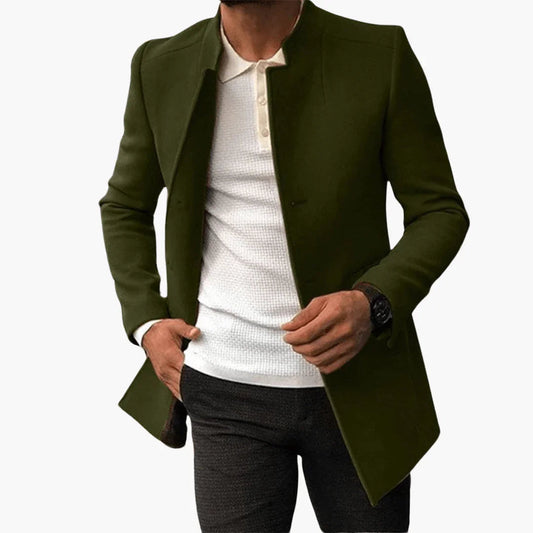 Men's Stand Collar Coat with Front Pockets
