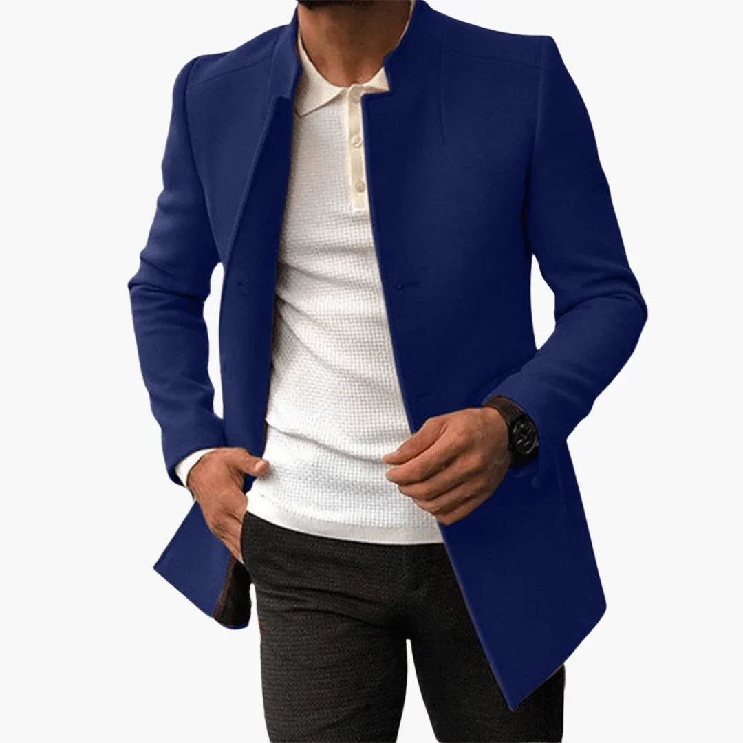 Men's Stand Collar Coat with Front Pockets