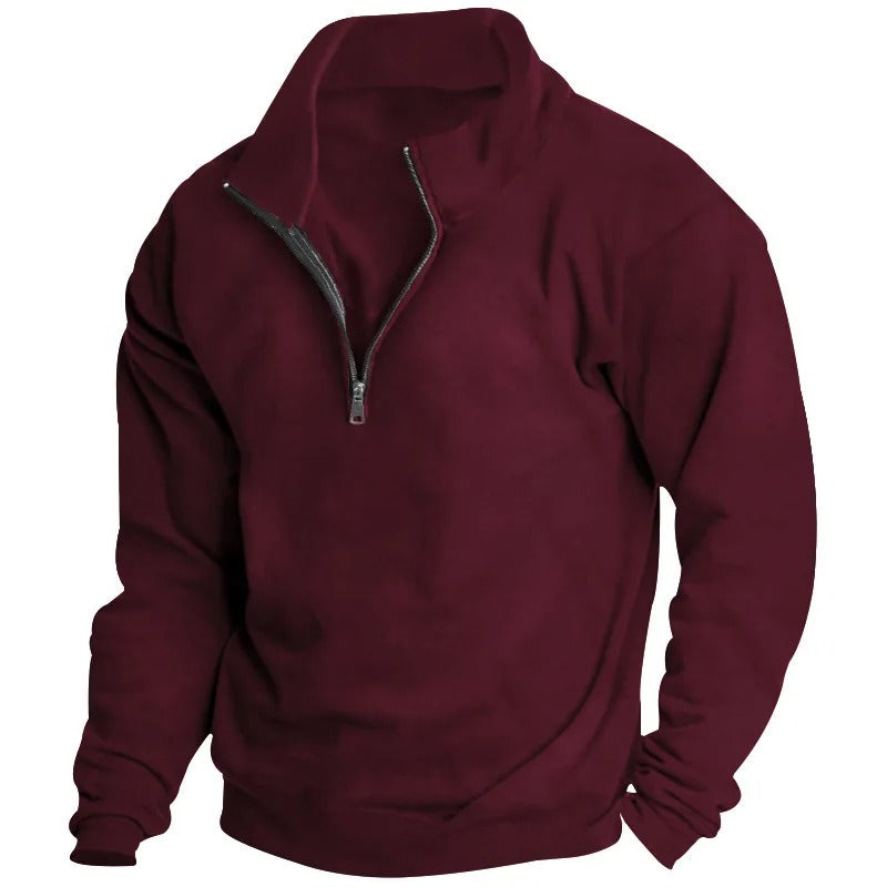 Men's Stand-Up Collar Half-Zip Sweatshirt
