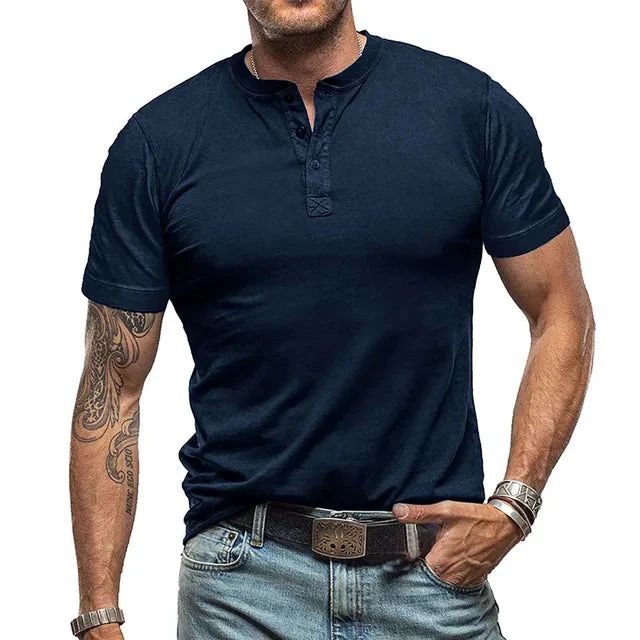 Men's Summer Henley T-Shirt