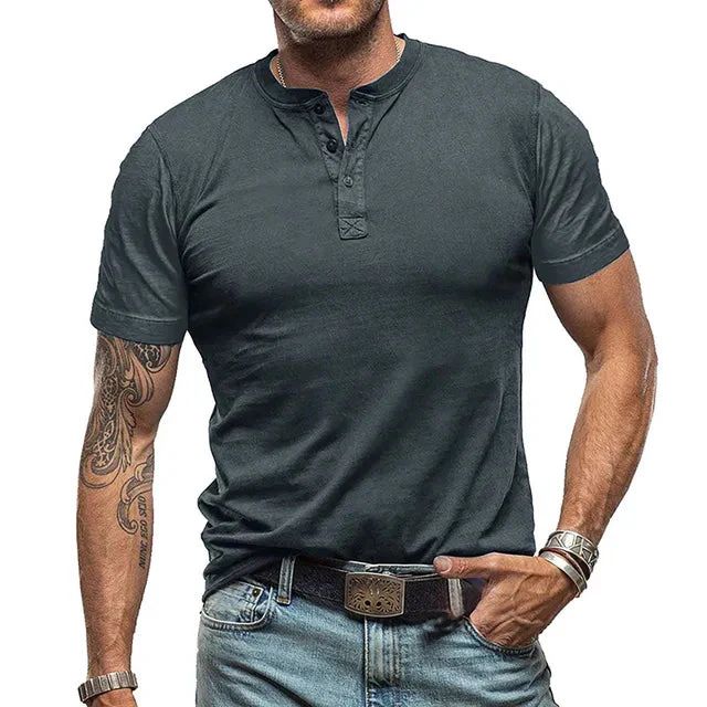 Men's Summer Henley T-Shirt