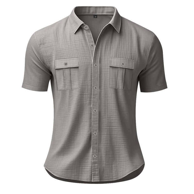 Men's Summer Short-Sleeve Shirt with Patch Flap Pockets