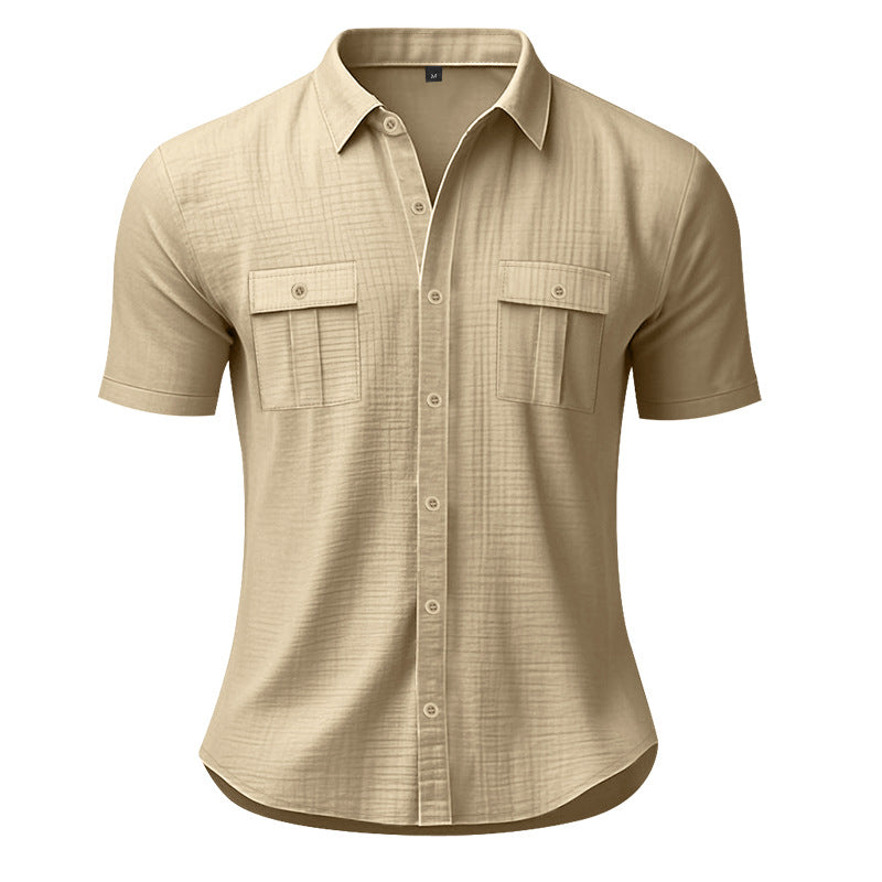 Men's Summer Short-Sleeve Shirt with Patch Flap Pockets