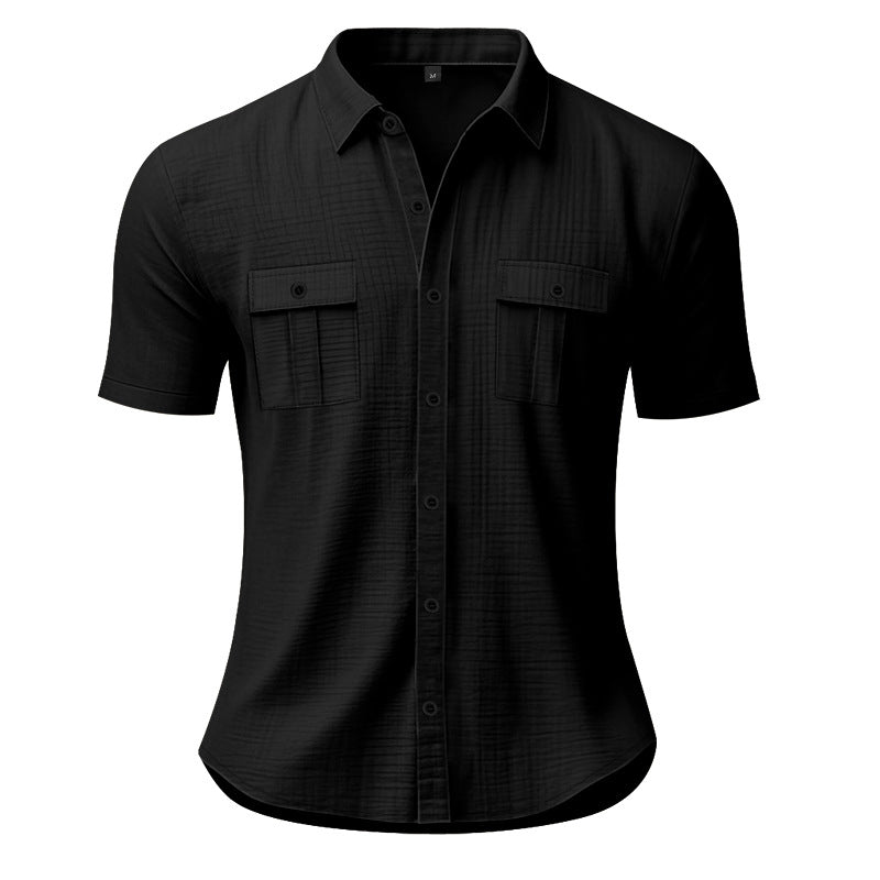 Men's Summer Short-Sleeve Shirt with Patch Flap Pockets