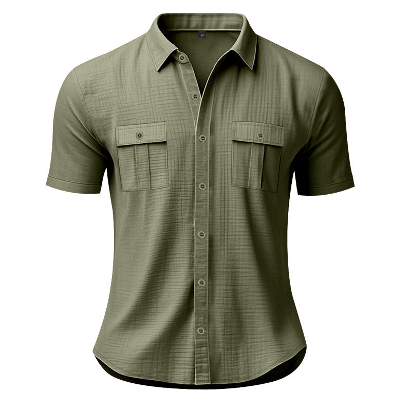 Men's Summer Short-Sleeve Shirt with Patch Flap Pockets