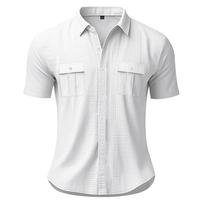 Men's Summer Short-Sleeve Shirt with Patch Flap Pockets