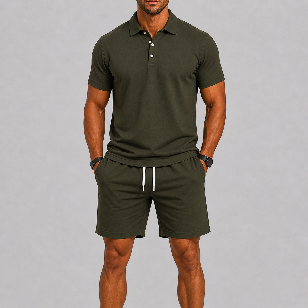 Men's Summer Sport Set – Polo Shirt & Shorts, Lightweight Comfort