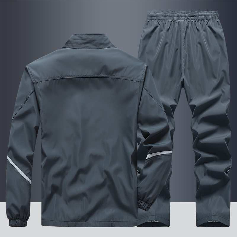 Men's Two-Piece Striped Tracksuit with Zip and Drawstring