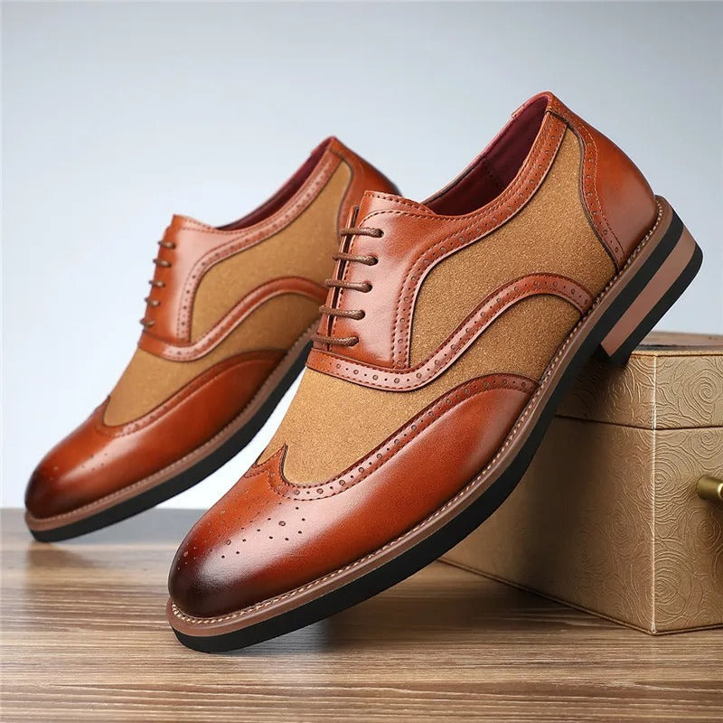 Men's Two-Tone Wingtip Brogue Oxfords