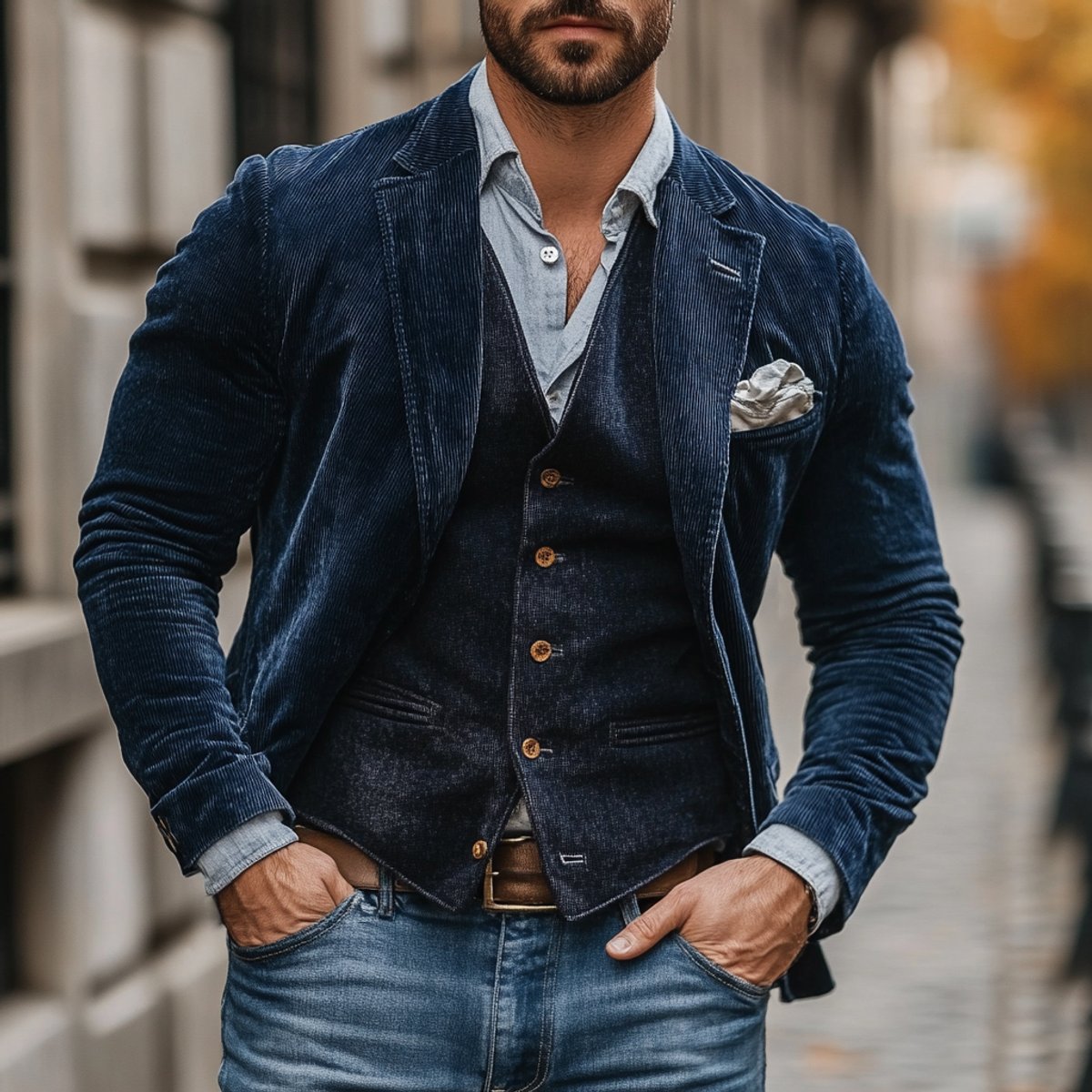 Men's Vintage Blazer and Waistcoat Two-Piece Set
