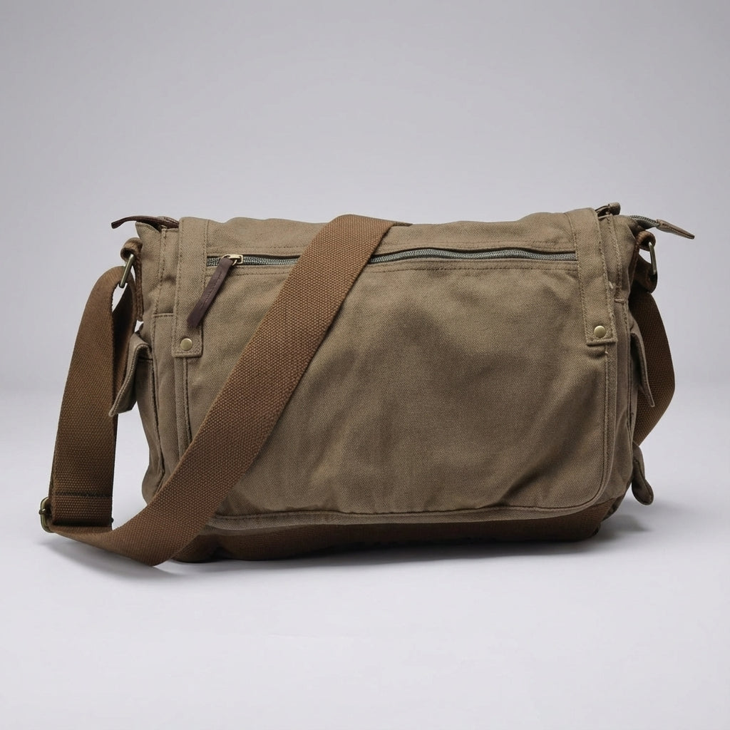 Men's Vintage-Style Messenger Bag with Spacious Design and Secure Closure