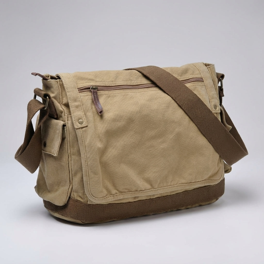 Men's Vintage-Style Messenger Bag with Spacious Design and Secure Closure