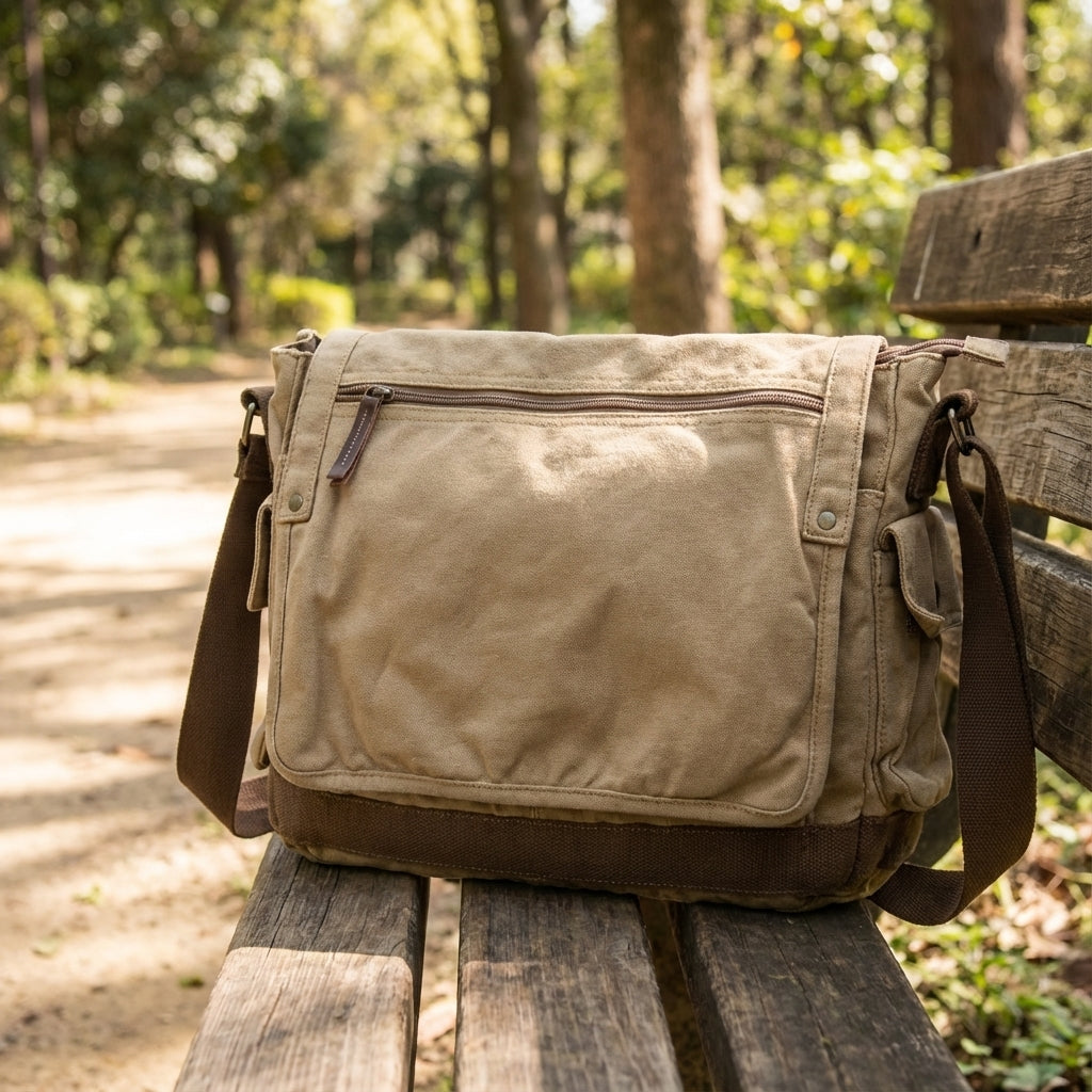 Men's Vintage-Style Messenger Bag with Spacious Design and Secure Closure