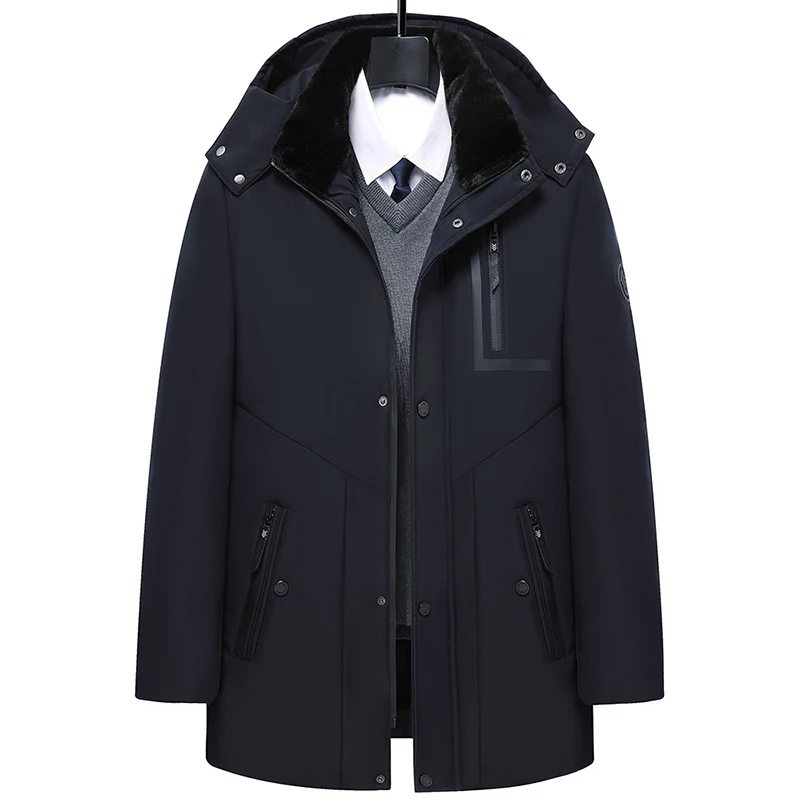 Men's Warm Winter Parka with Detachable Hood