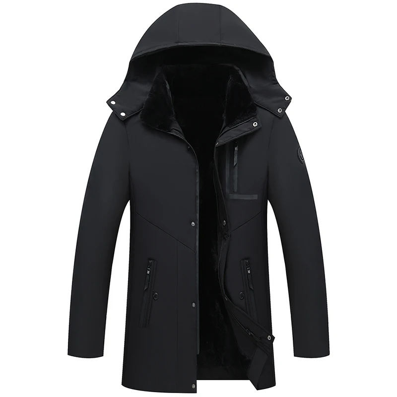 Men's Warm Winter Parka with Detachable Hood