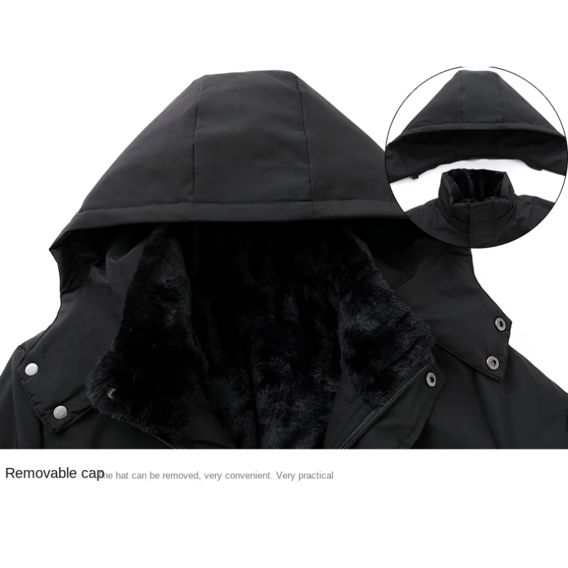 Men's Warm Winter Parka with Detachable Hood