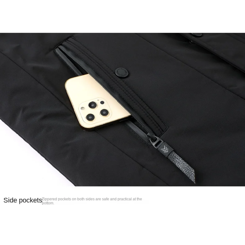 Men's Warm Winter Parka with Detachable Hood