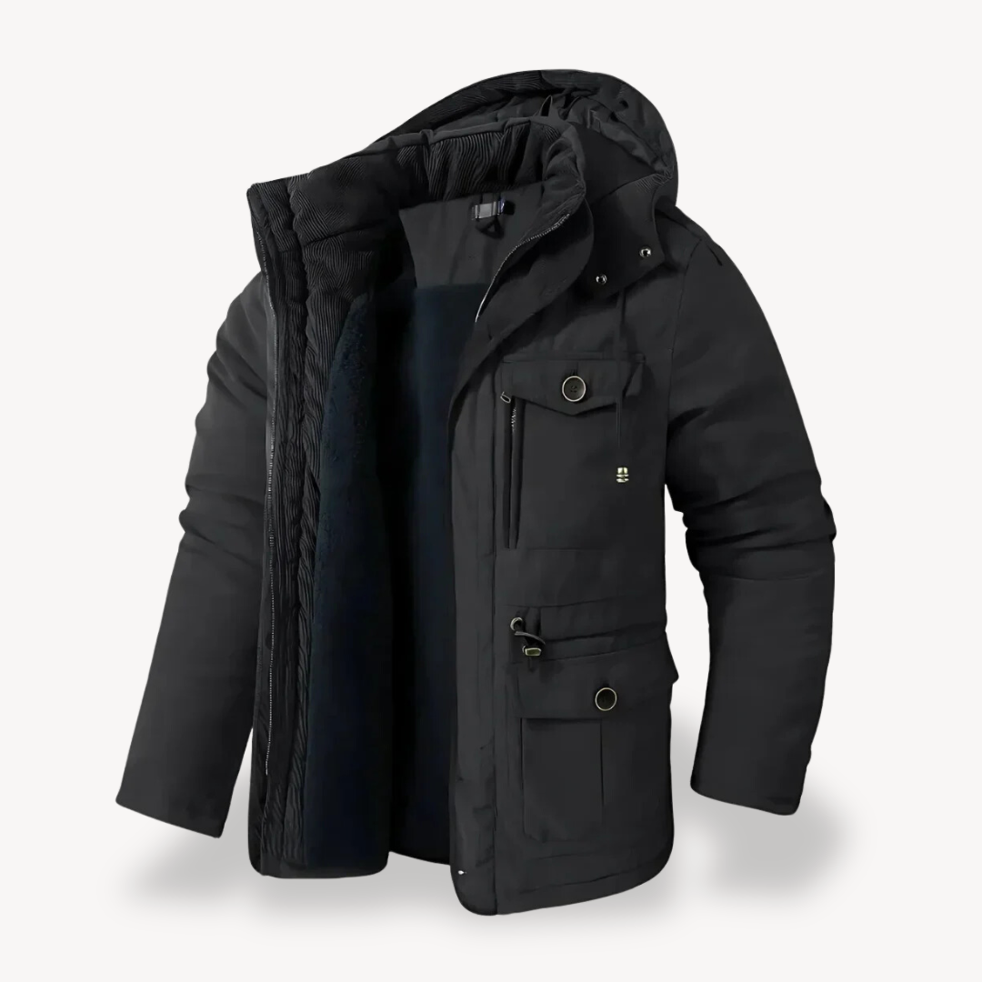 Men's Waterproof Winter Parka with Lined Hood