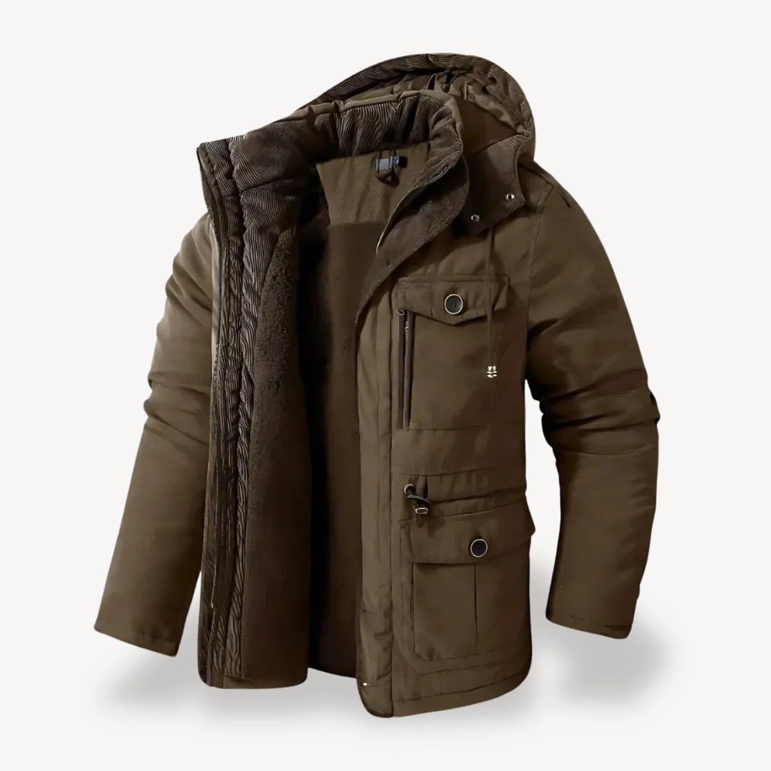 Men's Waterproof Winter Parka with Lined Hood