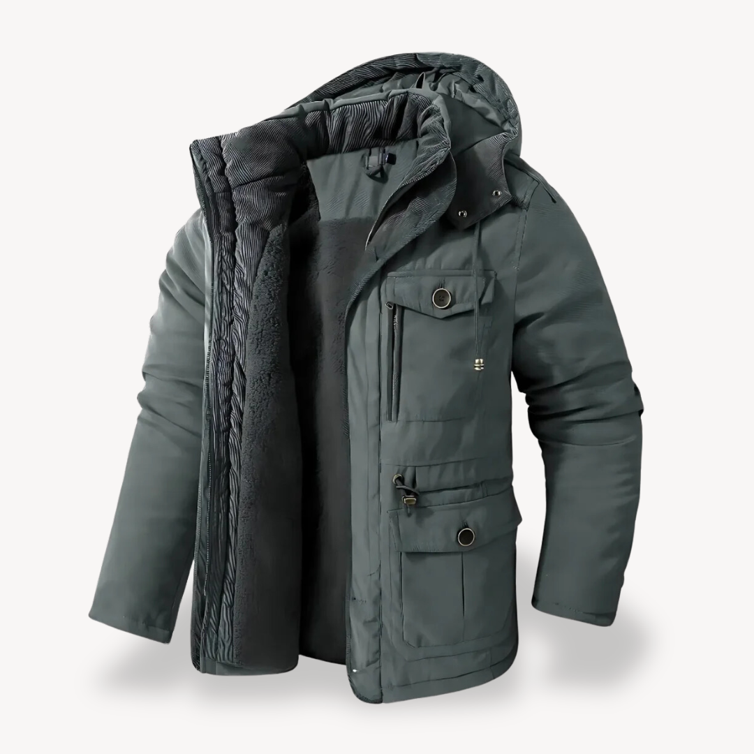 Men's Waterproof Winter Parka with Lined Hood