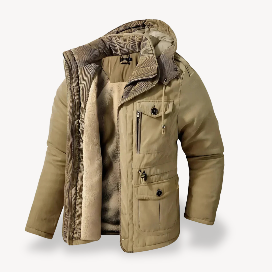 Men's Waterproof Winter Parka with Lined Hood