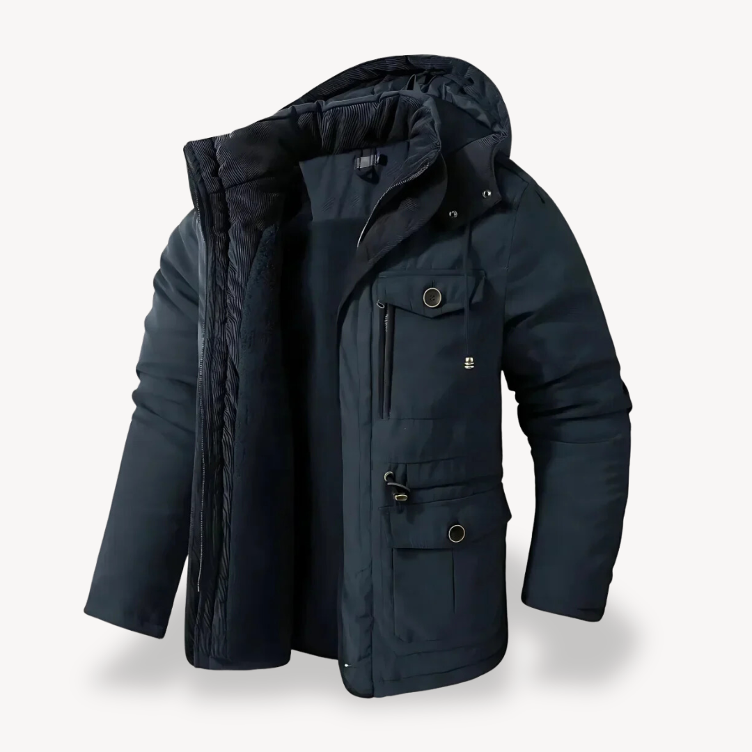 Men's Waterproof Winter Parka with Lined Hood